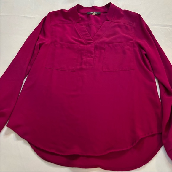Nine West Pink Long Sleeve Mandarin Collar Blouse - Picture 3 of 4